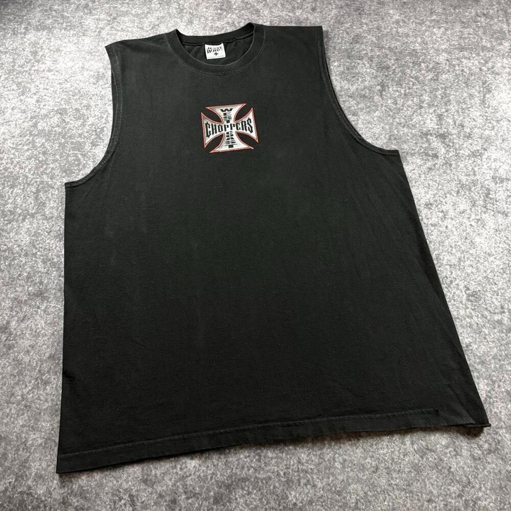 Vintage West Coast Choppers Men’s Black Eagle Iron Cross Muscle Tee Biker Shirt